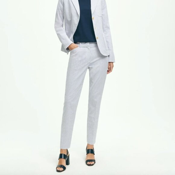 Brooks Brothers Natalie Seersucker Crop Pants - Picture 11 of 12